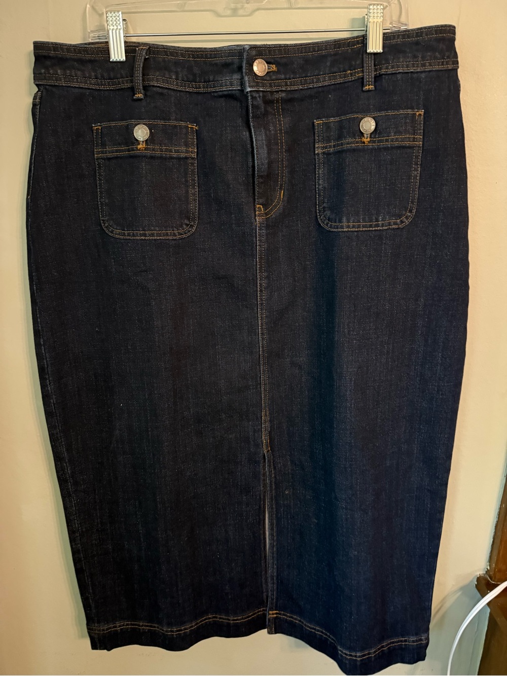 Talbots Dark Indigo Straight Denim Skirt | Size 16